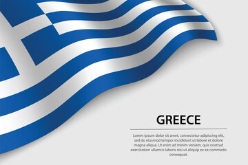 Fototapeta premium Wave flag of Greece on white background. Banner or ribbon vector template