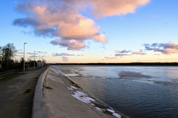 sunset on the river