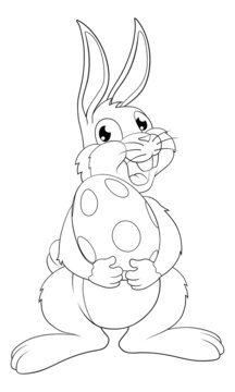 Easter Bunny Cartoon Rabbit With Giant Egg