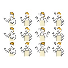 Naklejka premium 介護師や福祉の人物イラストまとめ