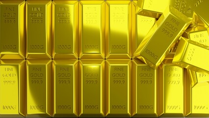 pure gold bar 3d render. fine gold 3d render. 