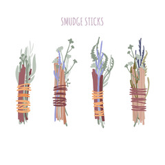 Herbs smudge sticks set with Palo Santo.