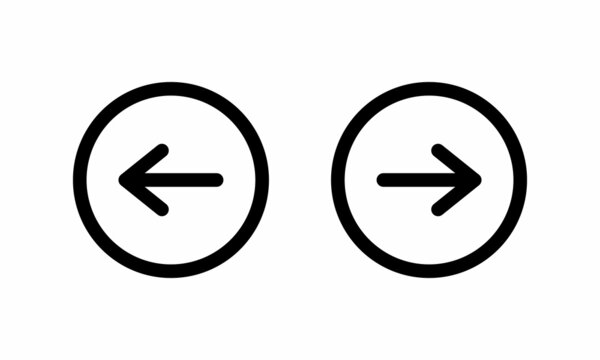 Turn Right and Left Arrow Icon Vector in Circle Line