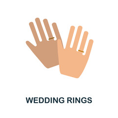 Fototapeta premium Wedding Rings flat icon. Colored element sign from family collection. Flat Wedding Rings icon sign for web design, infographics and more.
