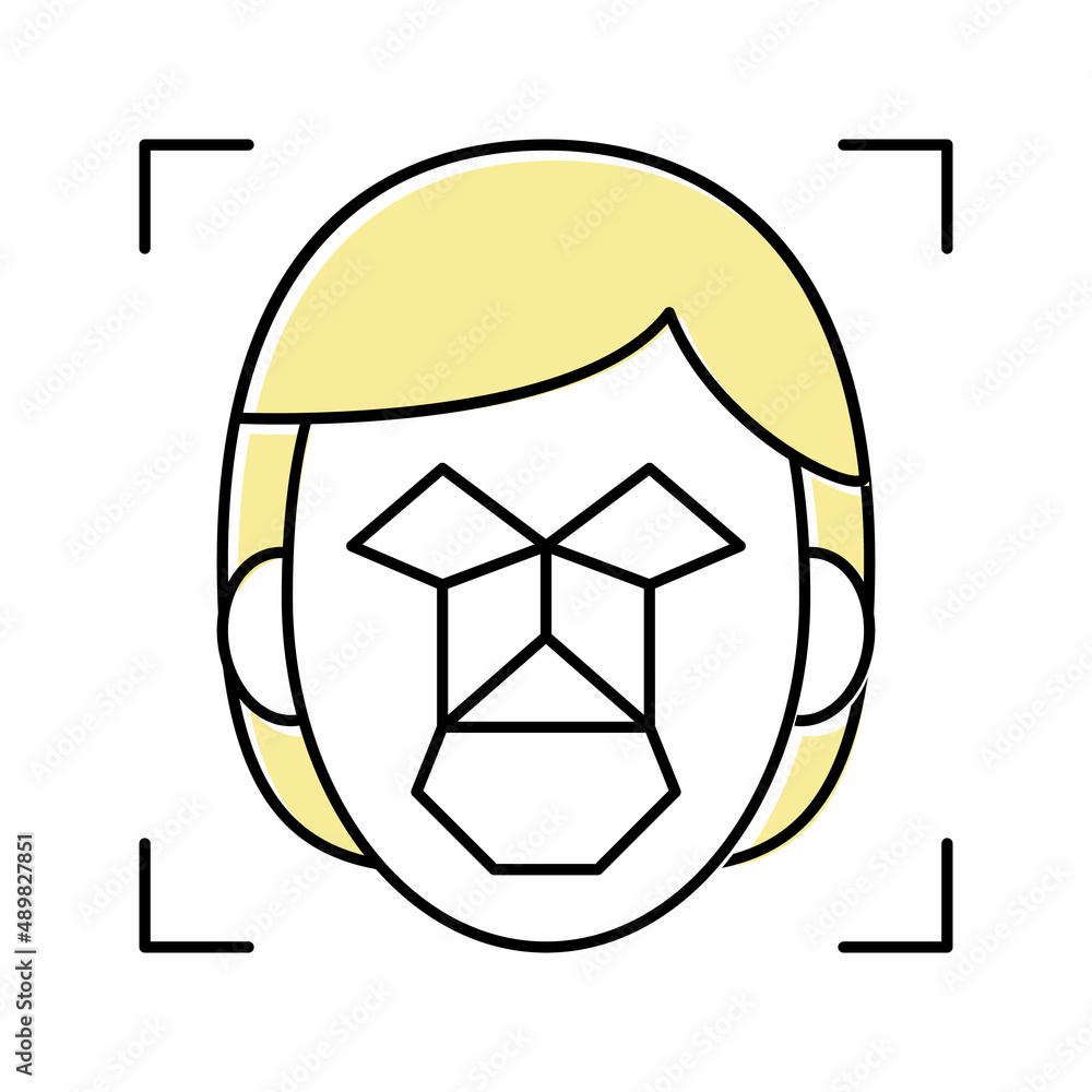 Poster face recognition points and structure color icon vector illustration