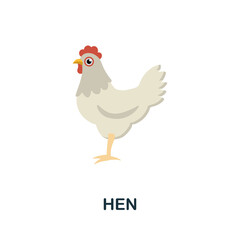 Hen flat icon. Colored element sign from farm animals collection. Flat Hen icon sign for web design, infographics and more.