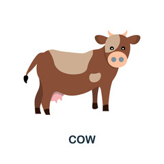 Cow flat icon. Colored element sign from farm animals collection. Flat Cow icon sign for web design, infographics and more.
