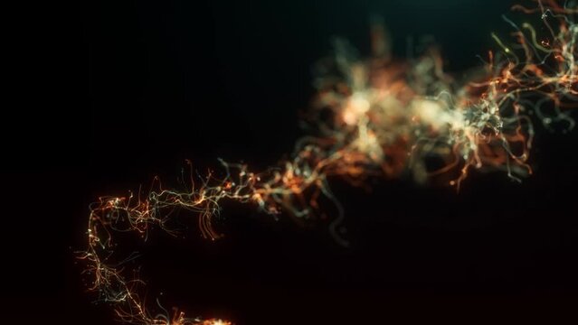 Abstract Fluid Particles Graphic Opener Background/ 4k animation of an abstract fluid particles background graphic design intro with light flare fading in