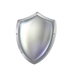 Metal shield protect. Defense background. Secure award. Silver cover. 3d realistic vector