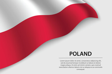 Wave flag of Poland on white background. Banner or ribbon vector template