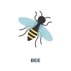 Bee flat icon. Colored element sign from farm animals collection. Flat Bee icon sign for web design, infographics and more.