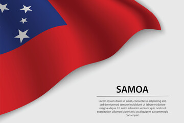 Wave flag of Samoa on white background. Banner or ribbon vector template