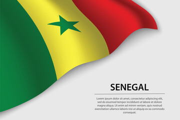 Wave flag of Senegal on white background. Banner or ribbon vector template