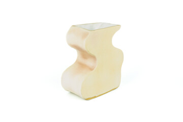 Empty ceramic vase, isolated on white background, side view.