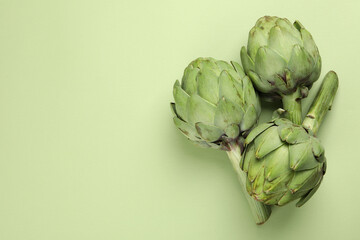 Concept of healthy food with artichoke, space for text