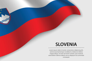 Wave flag of Slovenia on white background. Banner or ribbon vector template