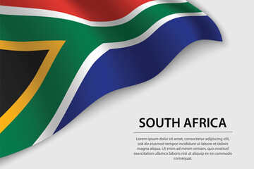 Wave flag of South Africa on white background. Banner or ribbon vector template