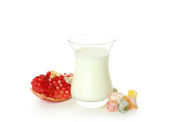 Ramadan Kareem food isolated on white background