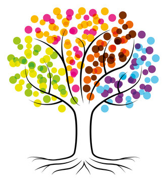 Life tree. Four Seasons vector illustration. 