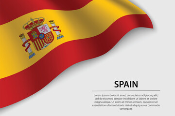 Obraz premium Wave flag of Spain on white background. Banner or ribbon vector template