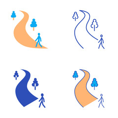 Take a walk icon set in flat and line style