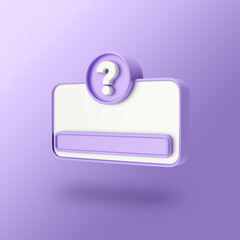 Ask me a question interface frame in a 3d flat design for social media post. 3D rendering.