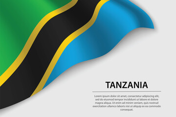 Wave flag of Tanzania on white background. Banner or ribbon vector template