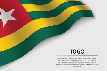 Wave flag of Togo on white background. Banner or ribbon vector t