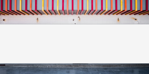 Promotion vinyl long poster with copy space fixed on store or city mall wall for commercial information © Bonsales