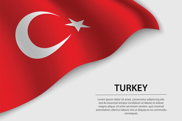 Wave flag of Turkey on white background. Banner or ribbon vector