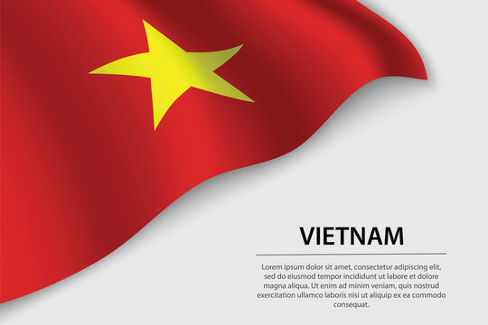 Wave flag of Vietnam on white background. Banner or ribbon vecto