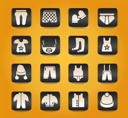 baby clothes icon set