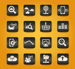 data analytic and social network icon set