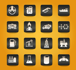 extraction of oil icon set