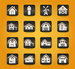 farm building icon set