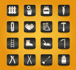Garden tools simply icons