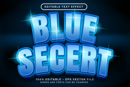 Editable text effect, blue secert 3d style concept