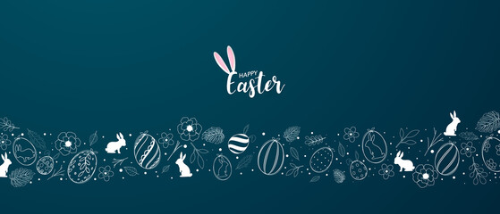 happy easter with decorated eggs background beautiful design vector illustration