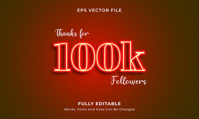 Editable text effect - 100k Followers 3d template