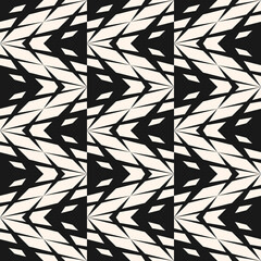 Vector geometric seamless pattern with grid, lattice, chevron, zigzag structure. Abstract black and white geo texture. Simple modern geometry. Monochrome background. Repeat design for decor, print