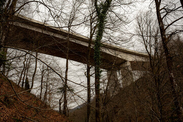 old, abandoned concrete bridge over a gorge in central Croatia