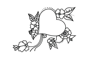 flower outline, natural floral branch elements, vector line illustration, continues line drawing, ornaments