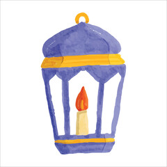 Arabic Lamp Watercolor Doodle Illustration