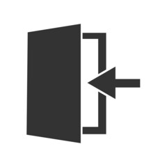 Exit icon. Doorway and arrow output room symbol. Leaving vector.