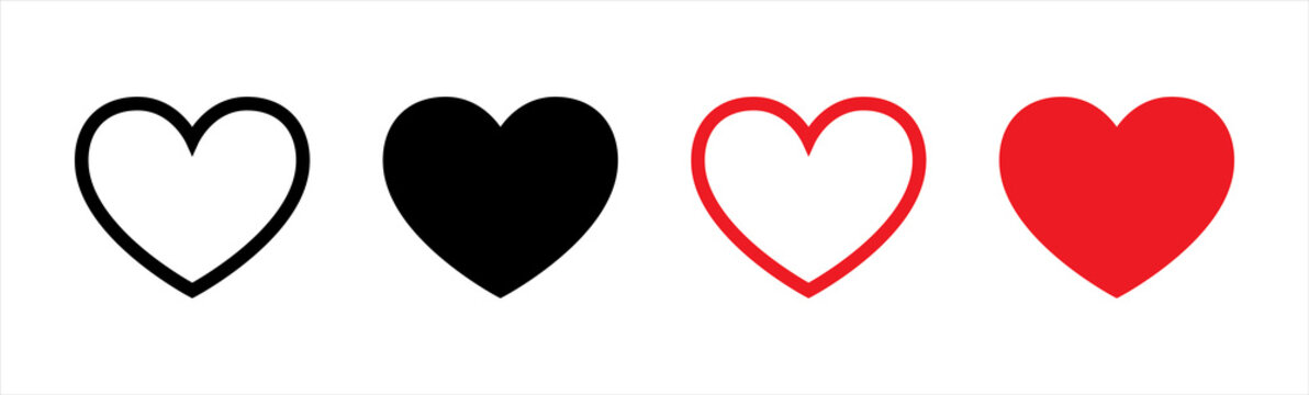 Heart vector icons. Valentine's Day, Love symbol. Red heart icon synbol, vector illustration.