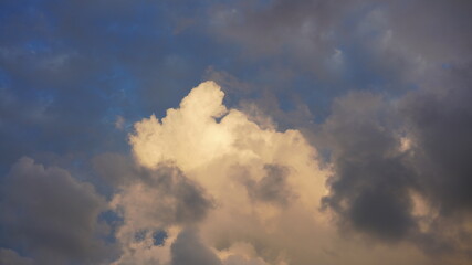 The beautiful sunset view with the colorful clouds and sky in the city