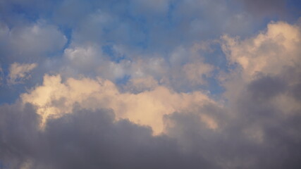 The beautiful sunset view with the colorful clouds and sky in the city