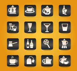utensils for beverages icon set