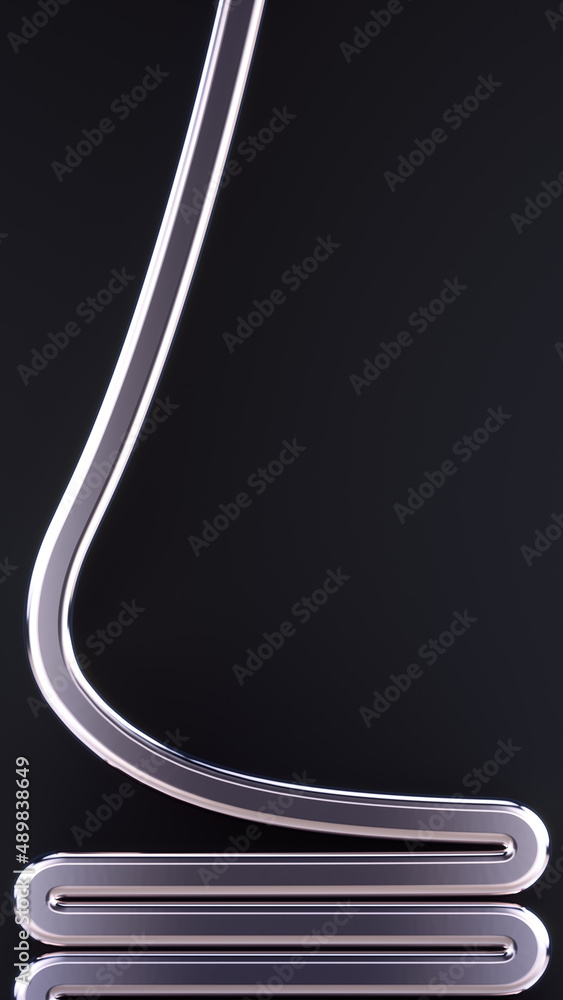 Poster flowing snake of silver liquid. abstract squiggly flow for cover design. 3d rendering digital illust