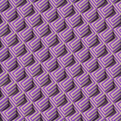 Trendy pattern of a group rectangular shapes with multicolored striped texture. 3d rendering digital illustration